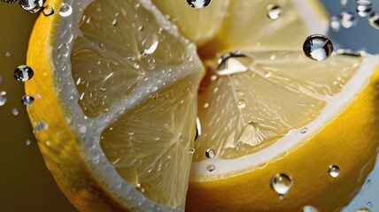 a close-up of a lemon with water droplets