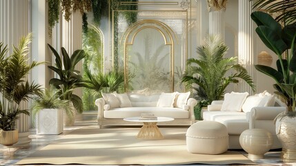 Wall Mural - Gold and white themed jungle with Baroque inspiration