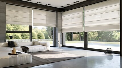 Wall Mural - roman blinds in minimalist interiors