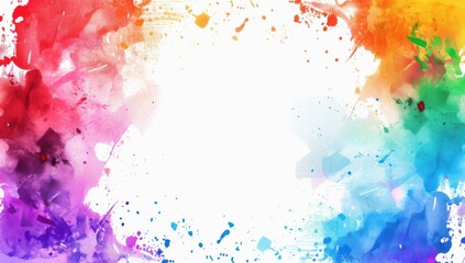 Canvas Print - Abstract watercolor painting with bright rainbow colors. AI.