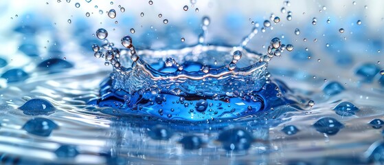 close up wallpaper of a splash of a blue water dropping