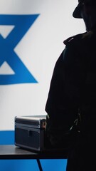 Poster - vertical video israel air defense forces early warning systems operator monitoring incoming enemy ae