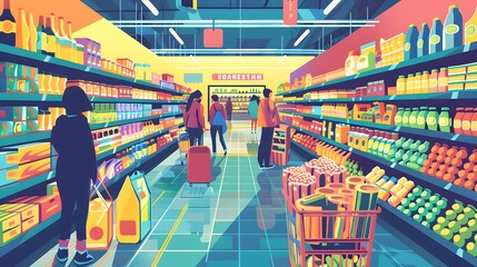 The Rising Cost of Groceries Depicted Through a Colorful Illustration