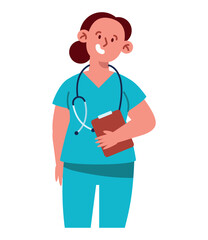 Sticker - smiling woman nurse with clipboard