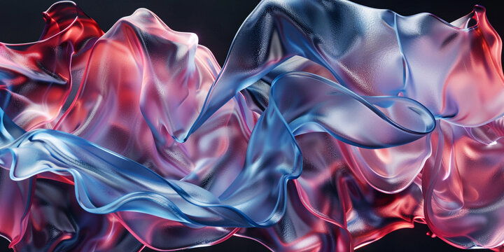 A glass sculpture with blue and pink waves black colorful 3D Object abstract wallpaper