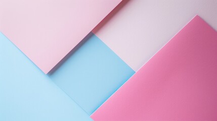 Canvas Print - Pink and blue stationery on white backdrop Overhead perspective space for text