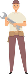 Poster - Handyman is holding a big wrench, he is smiling and ready to help with your home repairs