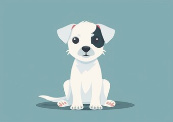 Wall Mural - Cute Cartoon Puppy Illustration on Blue Background