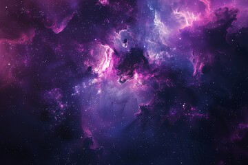 A vibrant, purple nebula with scattered stars filling the night sky. Generative AI