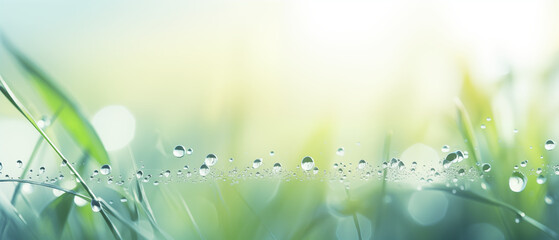 Poster - Morning Dew on Fresh Grass Blades