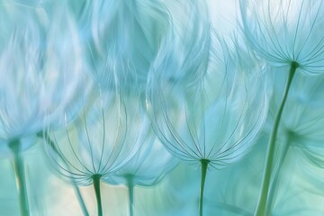 Poster - Ethereal Blue Feathers Abstract with Soft Pastel Colors