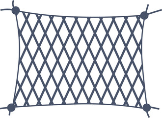 Illustration of a stretched cargo net with ropes tied to its corners, isolated on white
