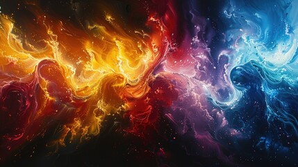 Wall Mural - Cosmic Fire and Ice Abstract Painting