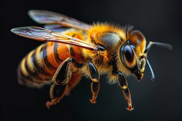 Wall Mural - Honeybee in Flight - Macro Photography