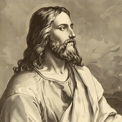 Vintage Engraving of Jesus Christ