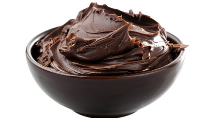 A Bowl of chocolate Frosting on transparent background