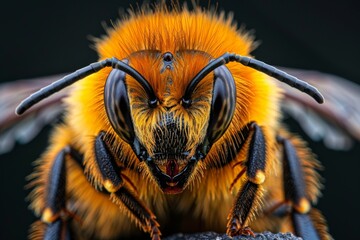 Canvas Print - Close-up Portrait of a Fuzzy Bee