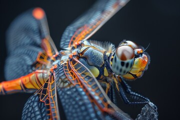 Canvas Print - Close-Up of a Dragonfly's Head and Wings