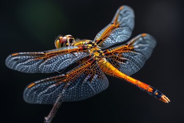 Canvas Print - Close-Up of a Dragonfly with Vibrant Wings