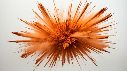 orange powder center radial explosion isolated in whit background