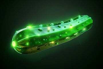 Wall Mural - A glowing icon of a digital cucumber with a refreshing green hue and a sleek shape