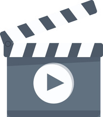 Poster - Clapperboard is opening showing a play button for video content creation