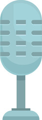 Poster - Classic studio microphone is standing on a white background, capturing sound for recording or broadcasting