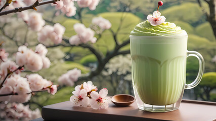 matcha latte hot, beautiful light green colour, in a tall glass, , Amazing photo, very realistic, Elegant and tasty, photography, steaming , f2.8, 50mm lens, Intricately detailed, 8k, cinematic produc