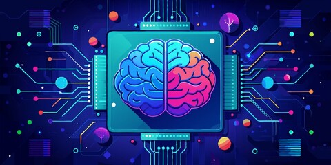 Poster - A computer monitor with a brain on it