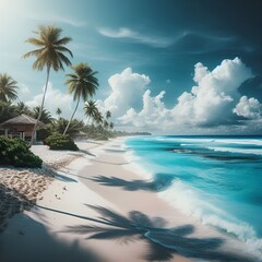 Poster - beach with palm trees