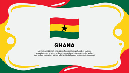 Wall Mural - Ghana Flag Abstract Background Flat Design Template. Ghana Independence Day Banner Wallpaper Vector Illustration. Ghana Flag