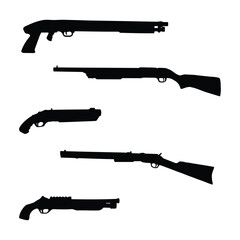 Wall Mural - Shotgun Gun Art Silhouette Vector Illustration Bundle