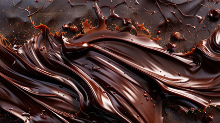 Wall Mural - Texture of Melted Chocolate. Chocolate with Chocochips, Closeup Chocolate. Chocolate Background. Chocolate Day Concept with Copy Space	
