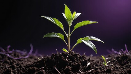 Poster - Green sprout emerging from dark soil.