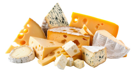 Various Kinds of Cheeses on transparent background