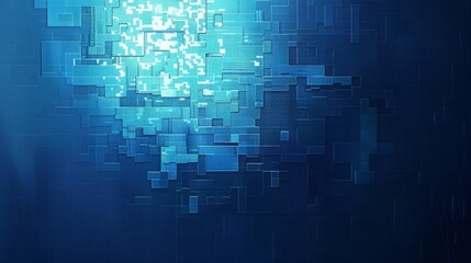 Poster - Imagine a blue background with a pixelated texture, evoking a retro digital feel.