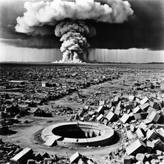 A photograph of a nuclear explosion against