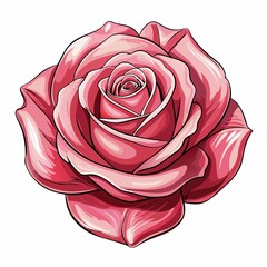 Wall Mural - Beautifully crafted watercolor rose illustration on crisp white background., illustration, white, rose, watercolor