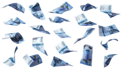 Aufkleber - Set of Icelandic krona notes flying in different angles and orientations isolated on transparent background. currency of Iceland	