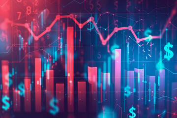 Aufkleber -  colorful graph with red, blue and green bars and numbers.