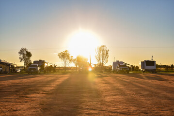 Canvas Print - Sunset over a caravan park in the outback