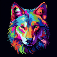 Wall Mural - illustration of a colorful lion's head for clothing or logo design