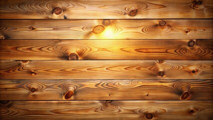 Wall Mural - Warmly illuminated, fine-grained, horizontal wooden planks featuring subtle knots, scratches, and gentle imperfections in a soft, earthy tone.