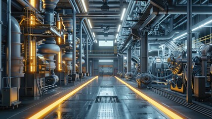 Poster - Factory interior with automated systems
