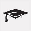 © Faysal Design House - minimalist degree logo with convocation cap in black.Silhouette vector