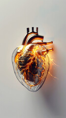 Wall Mural - Captivating Hyper-Detailed Heartbeat Pattern with Glowing Cardiac on Pristine White Background