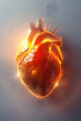 Poster - Glowing Anatomical Heart with Detailed ECG Pattern in Cinematic Macro Photography