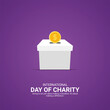 © vecgrapstock  - International Charity Day Creative Ads Design. Charity, donation, coin icon isolated on Template for background. Charity Poster, vector, 3d, illustration, September 5. Important day, Holiday concept.