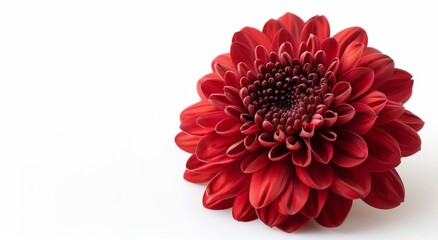 Wall Mural - Single Red Chrysanthemum Flower Isolated on White Background