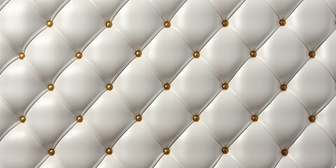 White Leather Upholstery with Gold Buttons